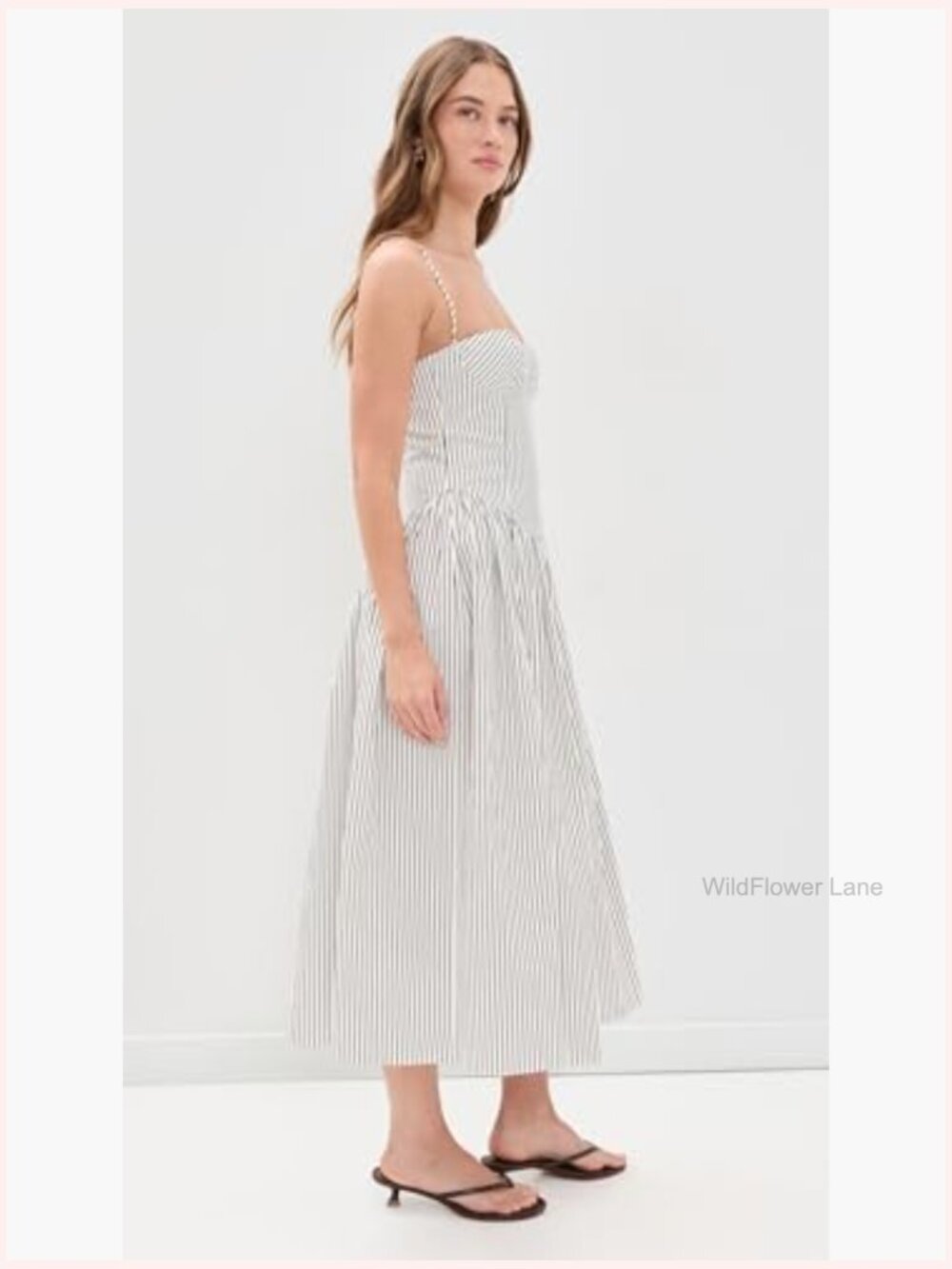 Square neck midi dress with adjustable straps - Picture 4 of 6